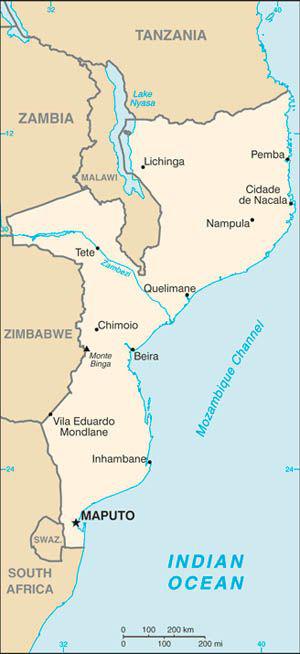 carte du Mozambique